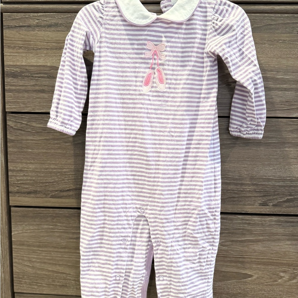 Little English Pink and White Striped one piece